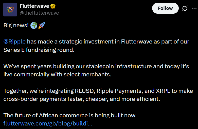Ripple targets Africa’s remittance market with Flutterwave investment