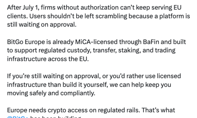 BitGo courts crypto firms awaiting MiCA approval amid Binance licensing concerns