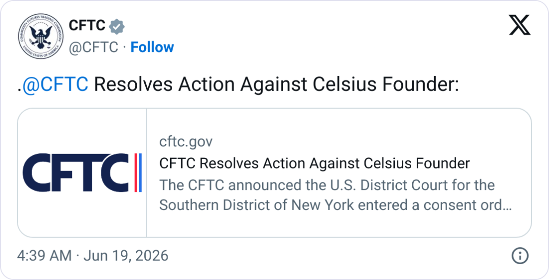 Celsius’ Mashinsky gets permanent trading ban in CFTC settlement