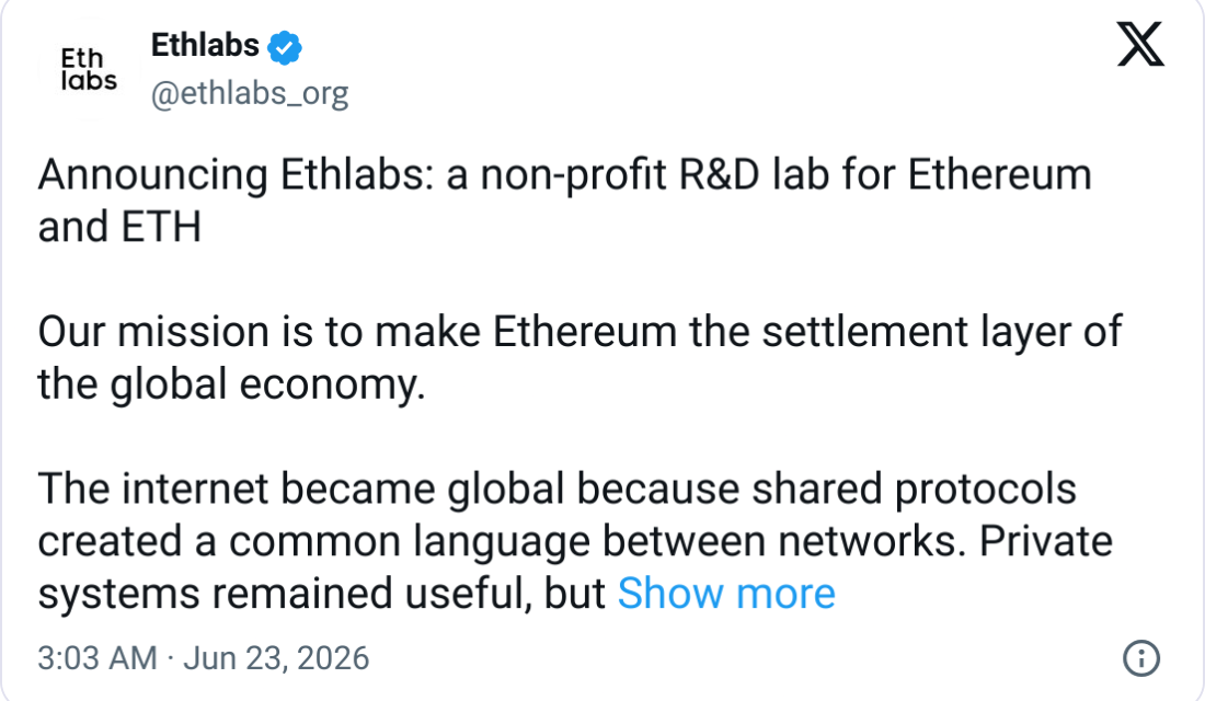 Bitmine, Sharplink and Joe Lubin back Ethereum R&D nonprofit