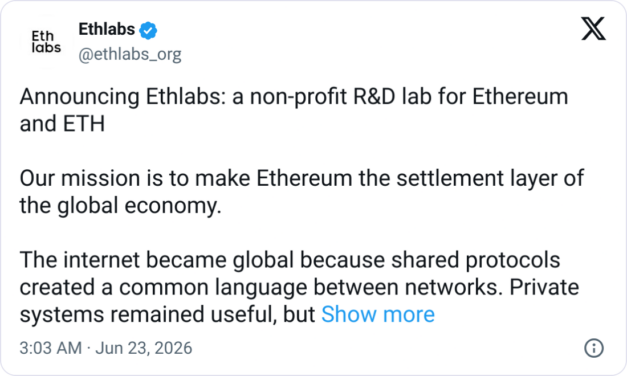 Bitmine, Sharplink and Joe Lubin back Ethereum R&D nonprofit