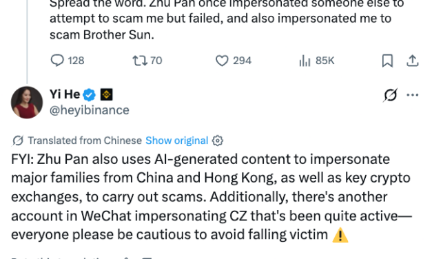 Binance’s Yi He warns of alleged impersonation scam, CoinUp denies ties