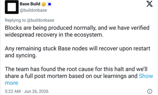 Coinbase's Base resumes block production after 2-hour outage
