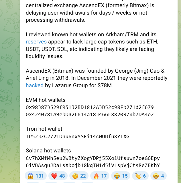 AscendEX withdrawal complaints mount as ZachXBT questions reserves