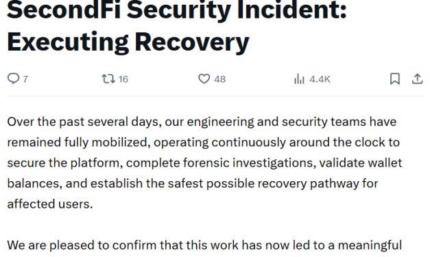SecondFi targets two-week recovery after Cardano wallet exploit