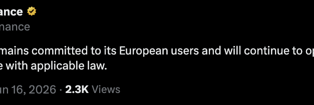 Binance says it considers EU license compliant amid reports of potential rejection