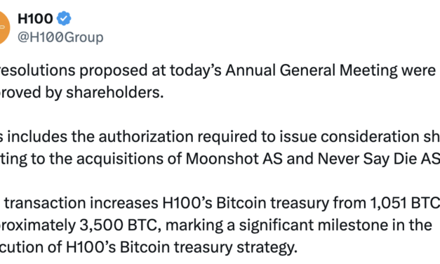 Sweden's H100 shareholders greenlight acquisition deal to triple Bitcoin holdings
