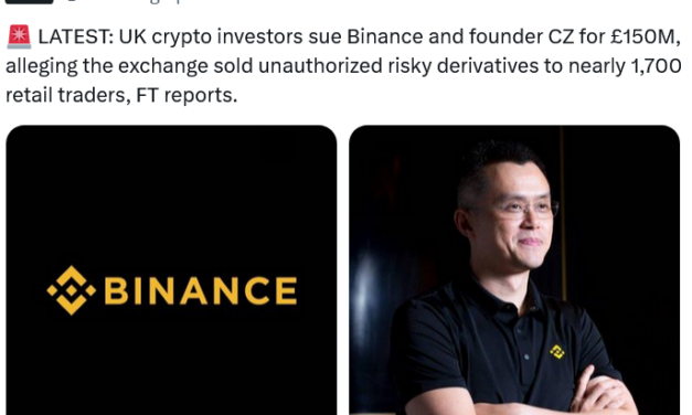 UK crypto investors sue Binance, Changpeng Zhao for $200M
