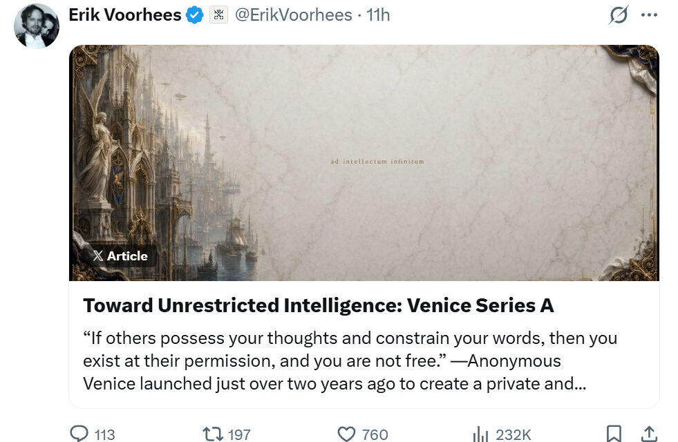 Venice AI becomes unicorn after $65M Series A as AI privacy concerns grow