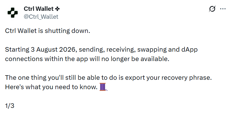 Ctrl Wallet to shut weeks after security exploit