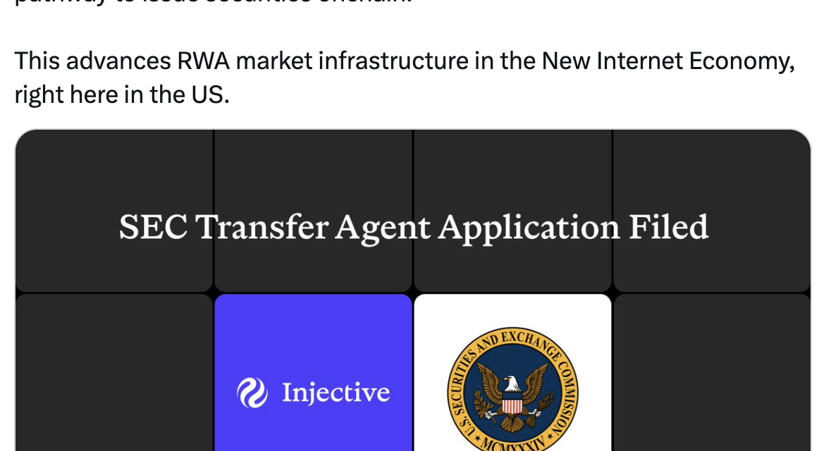Injective files for SEC transfer agent registration to bring securities ownership records onchain