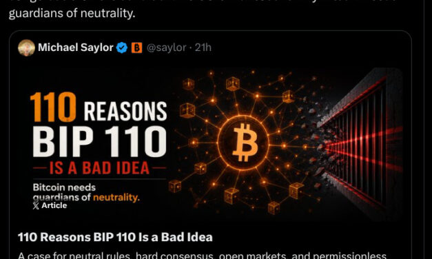 Saylor turns up heat with ‘110 reasons’ why BIP-110 is a bad idea