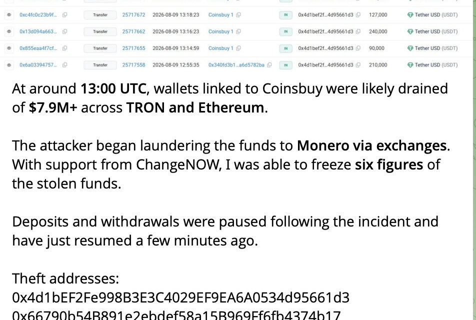 Coinsbuy offers $100K reward after Sunday security breach