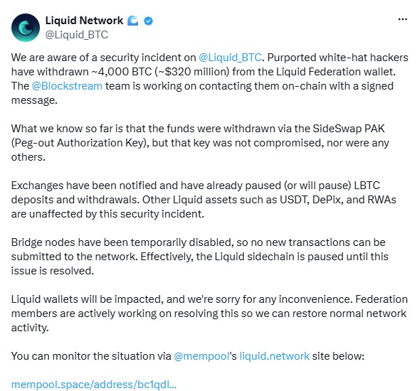 ‘White hats’ take 4000 BTC from Liquid, ETFs see best inflows of 2026: Hodler’s Digest