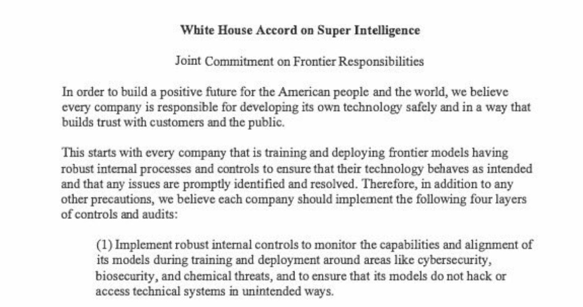 Trump accord calls for tech firms to ‘self police’ their own frontier AI