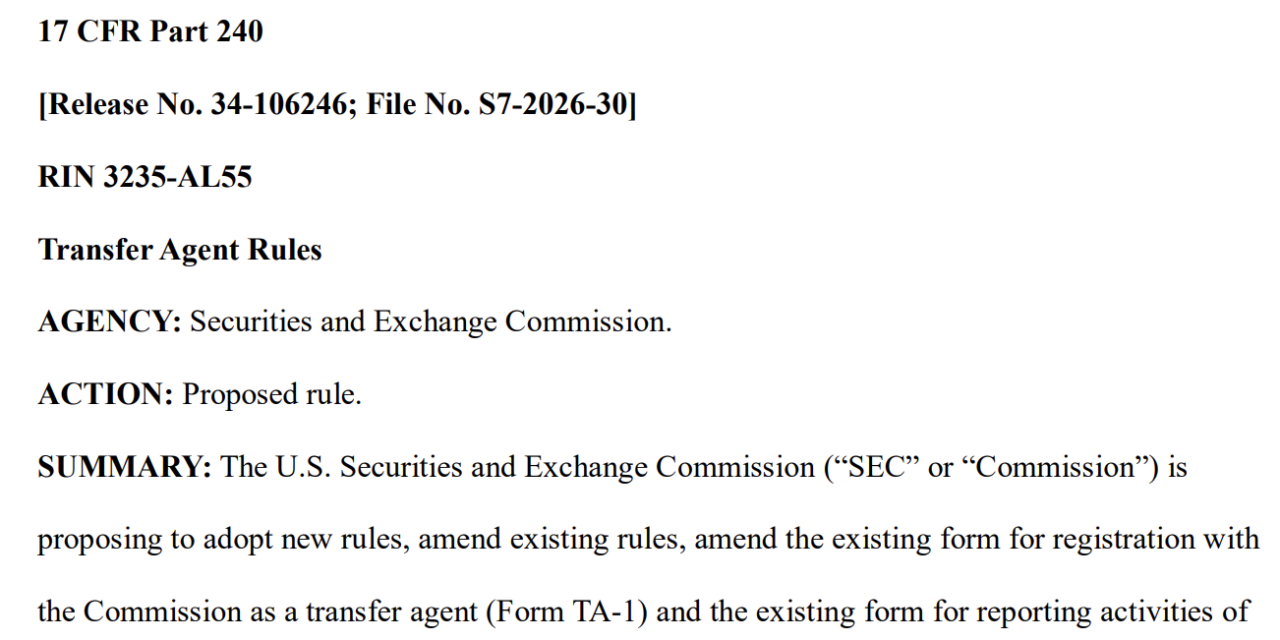 SEC proposes broad update to decades-old transfer agent rules with blockchain nod