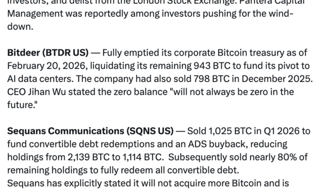 Sequans exits Bitcoin treasury strategy after selling remaining 314 BTC