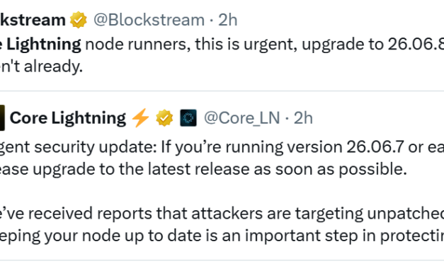 Core Lightning warns attackers are targeting unpatched nodes