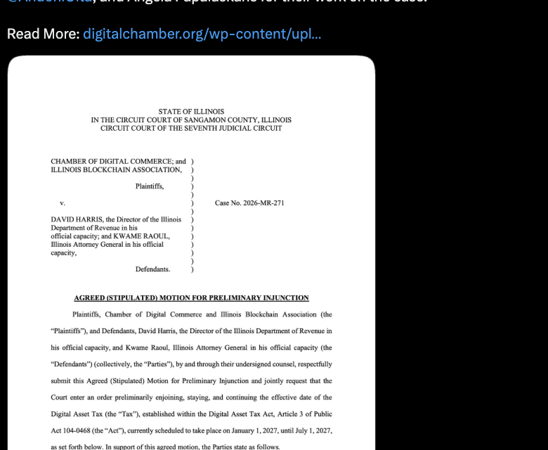 Illinois will postpone implementation of crypto tax following lawsuit