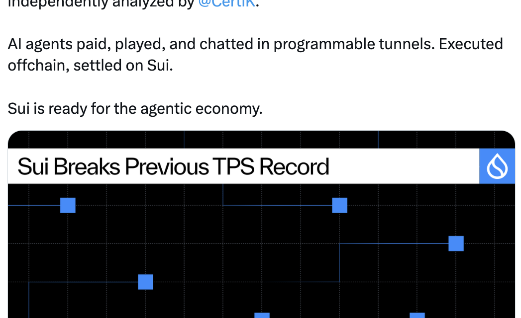 Sui tunnels hit 40.6M TPS in live AI agent test