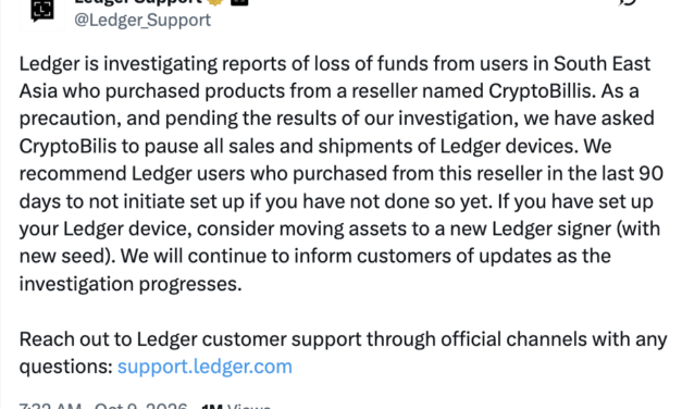 Ledger investigates fund losses linked to Southeast Asian reseller, warns users